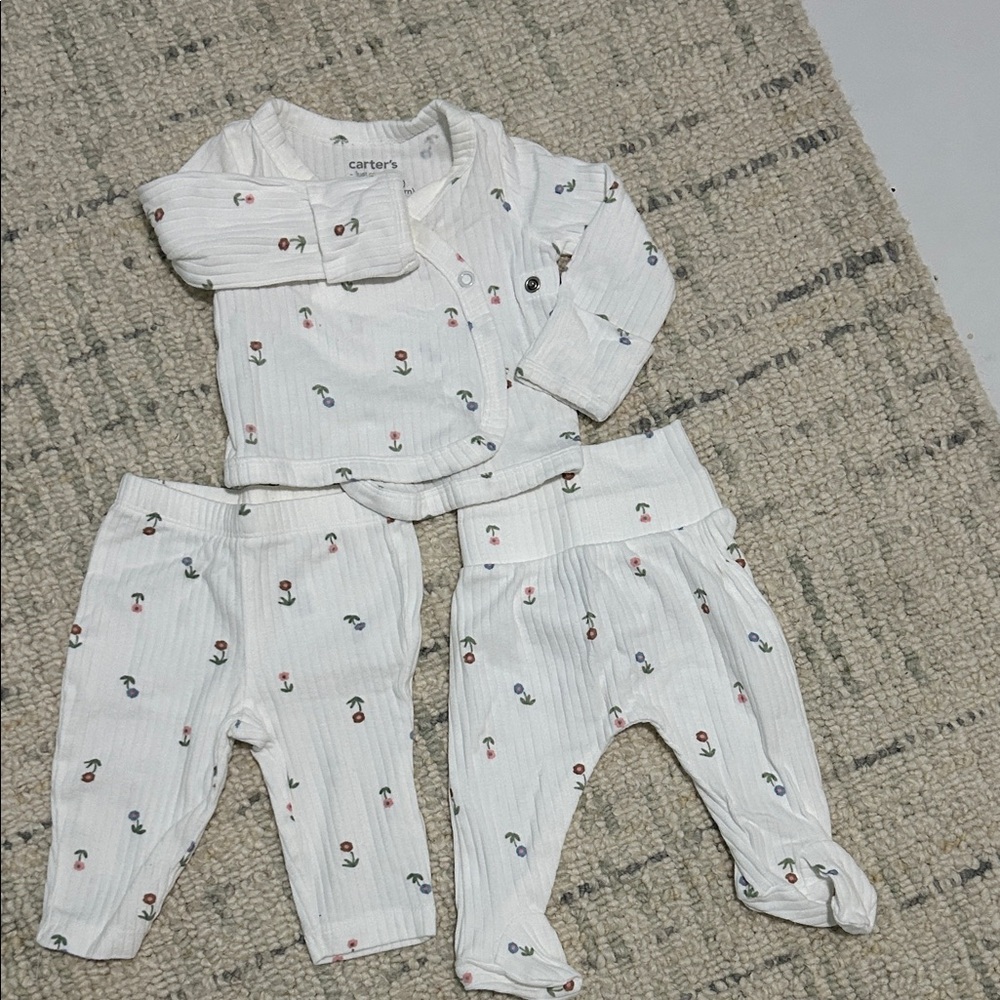 Carter's White Floral Baby Outfit Set